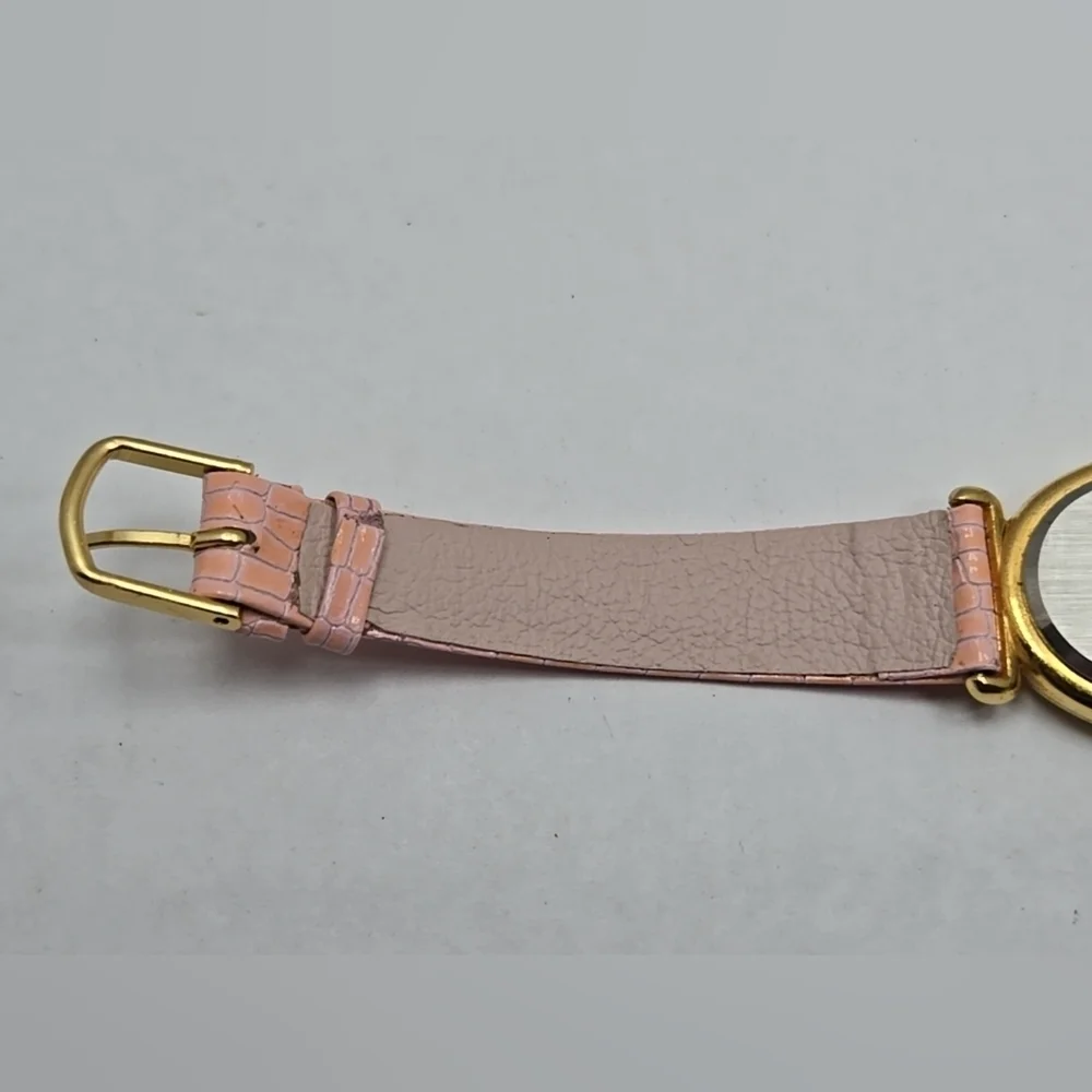 Womens Vintage Vienna Watch Classic Luxury Gold Tone Pink Leather New Battery